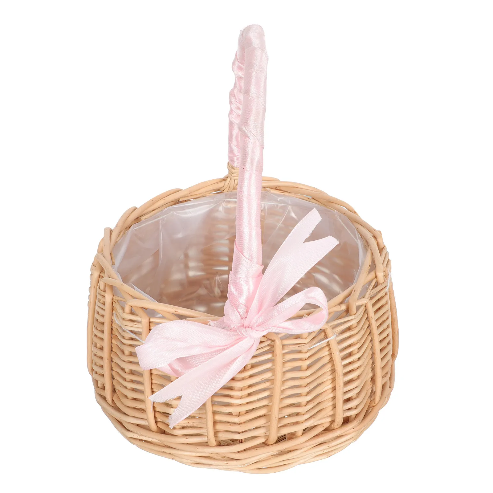 Portable Handwoven Wedding Flower Basket Flower Basket Lightweight Candy Gift Storage Romantic Wedding Decoration