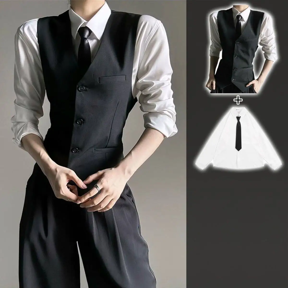 Black Slim Fit Suit Vest Men's Women's 18 Years Old Adult Ceremony Neutral Style Business Casual Pure Color Vest Jacket