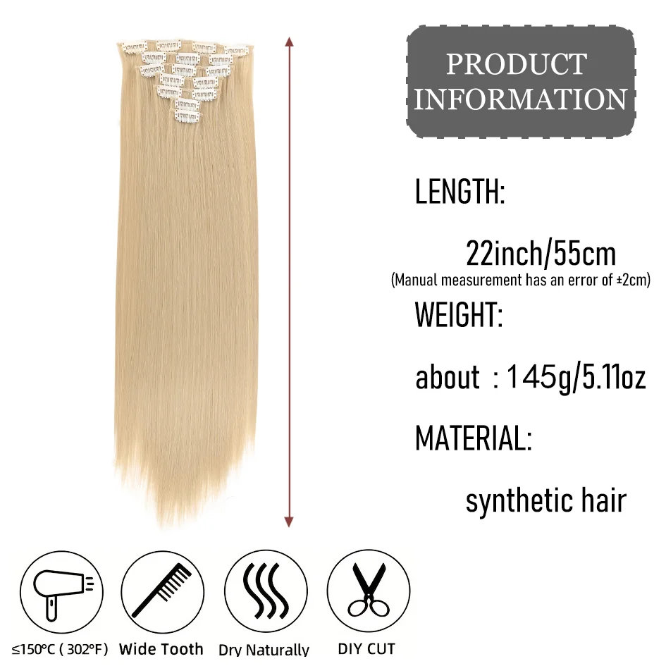 Synthetic 7 Pieces Clip-In Hair Extensions Set