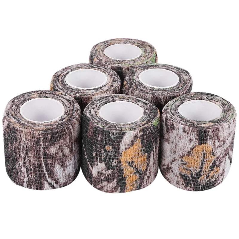 6 Roll Camouflage Tape Cling Scope Wrap Camo Stretch Bandage Self-Adhesive Tape For Camping Hunting Bike Telescope