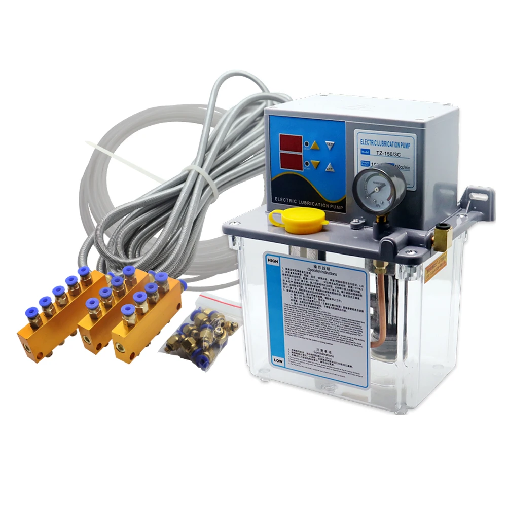 HLTNC TZ-150/ 2B شبه أوتوماتيكية مع مضخة زيت تشحيم PLC مع مقياس الضغط مضخة زيت التروس الكهرومغناطيسية لـ CNC