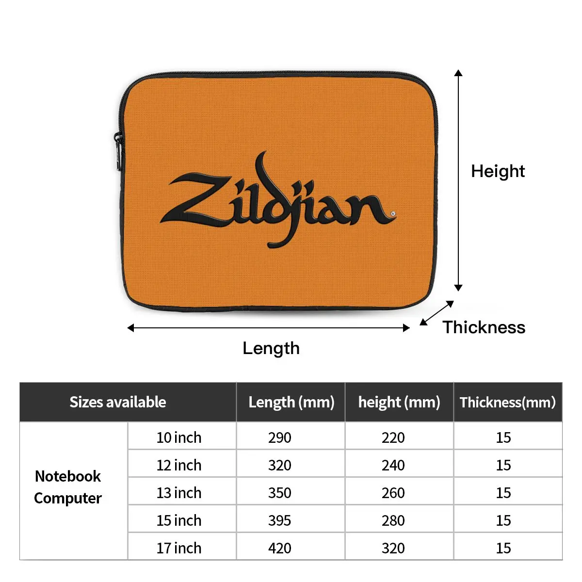 Zildjian Drums Drummer Drum Music Cymbals Percussion Notebook Laptop Bag Notebook Sleeve Cover Bag Tablet Shockproof Case Bag