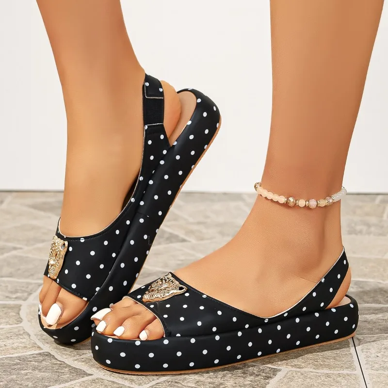 2026 New Simple Style Solid Thick Sole Women's Sandals Fashion Metal Decor Soft Sole Casual Comfort Women Shoes  