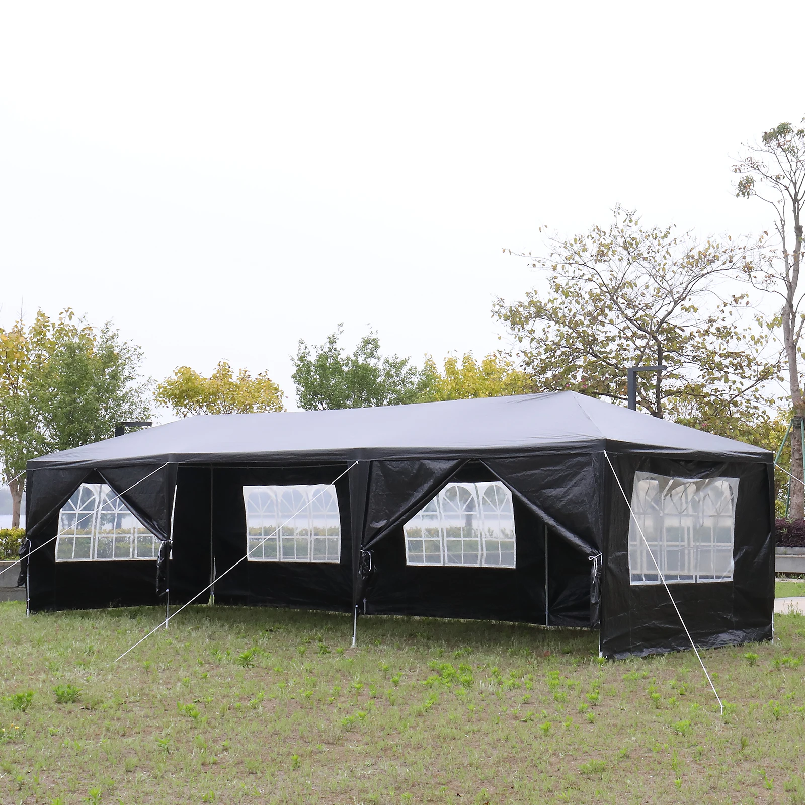 

10'x30' Outdoor Party Tent with 8 Removable Sidewalls, Waterproof Canopy Patio Wedding Gazebo, Black