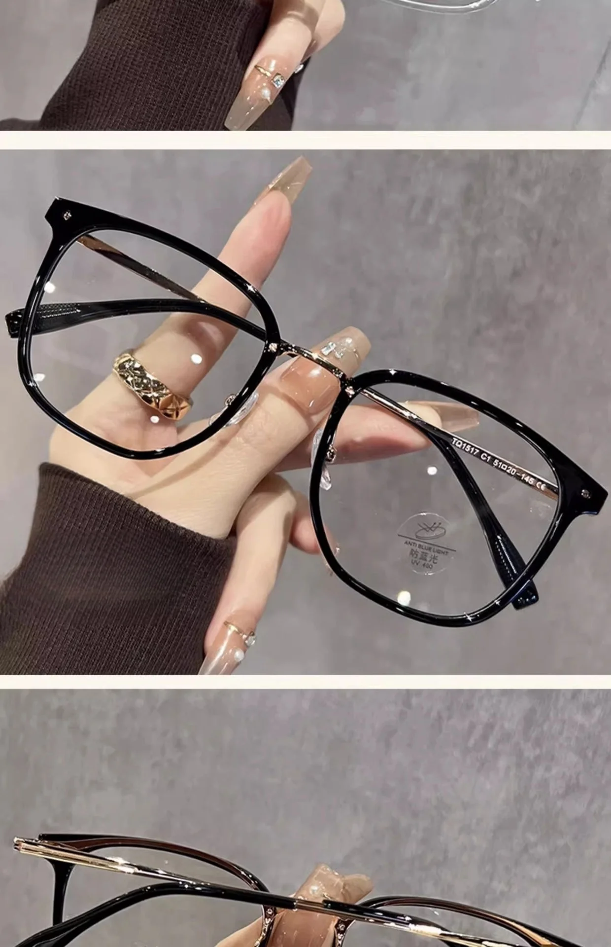Tr90 Brillen gestell Retro quadratische und runde Damen brillen rahmen modische braune optische Brillen rahmen Frauen 1517 – Detail 16
