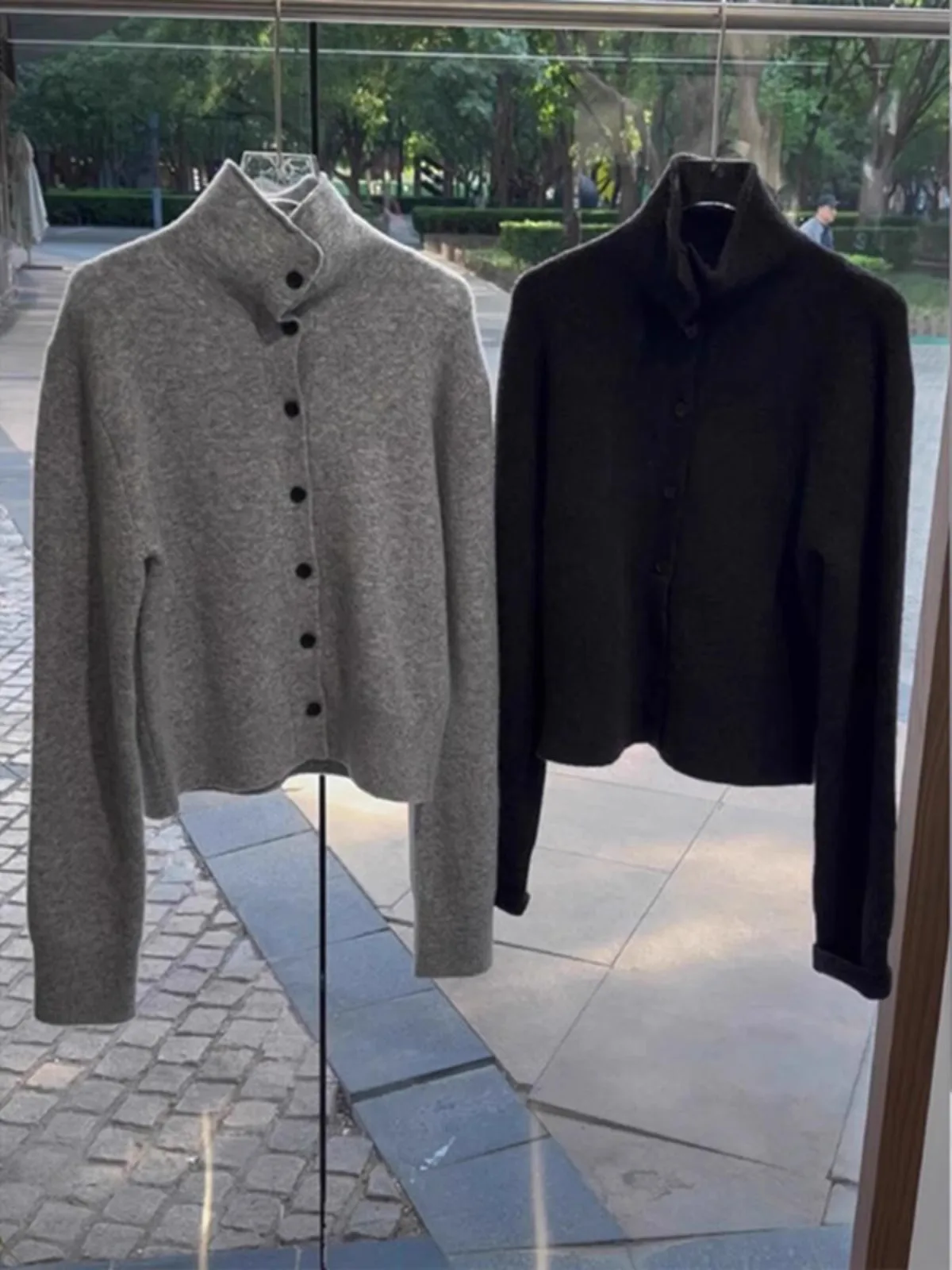 Ele ey Damenpullover mit hohem Kragen und einem Knopf, Jaet, einfache Sli-Frühlingsoberbekleidung für kleine Figuren, Anti-Aging