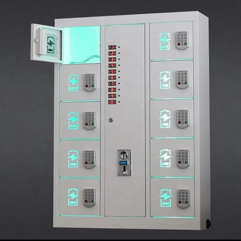 Modern Coin-operated Mobile Phone Charging Lockers Commercial Mobile Phone Charging Stations and Payments