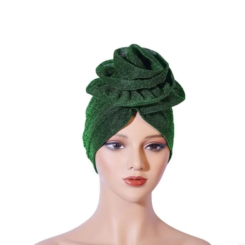 y5jd تلميح الغزل عمامة قبعة زهرة زهرة القبعة القبعة التنفس القبعة الإفريقية قبعة women turban headcovers hijab skull hat
