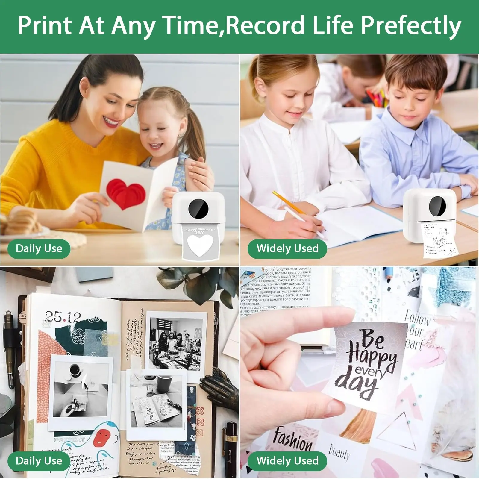 Mini Printer Sticker Thermal Paper 10Years Without Fading Photo Printer Compatible M02/T02 Kids Instant Camera To-do Lists Notes