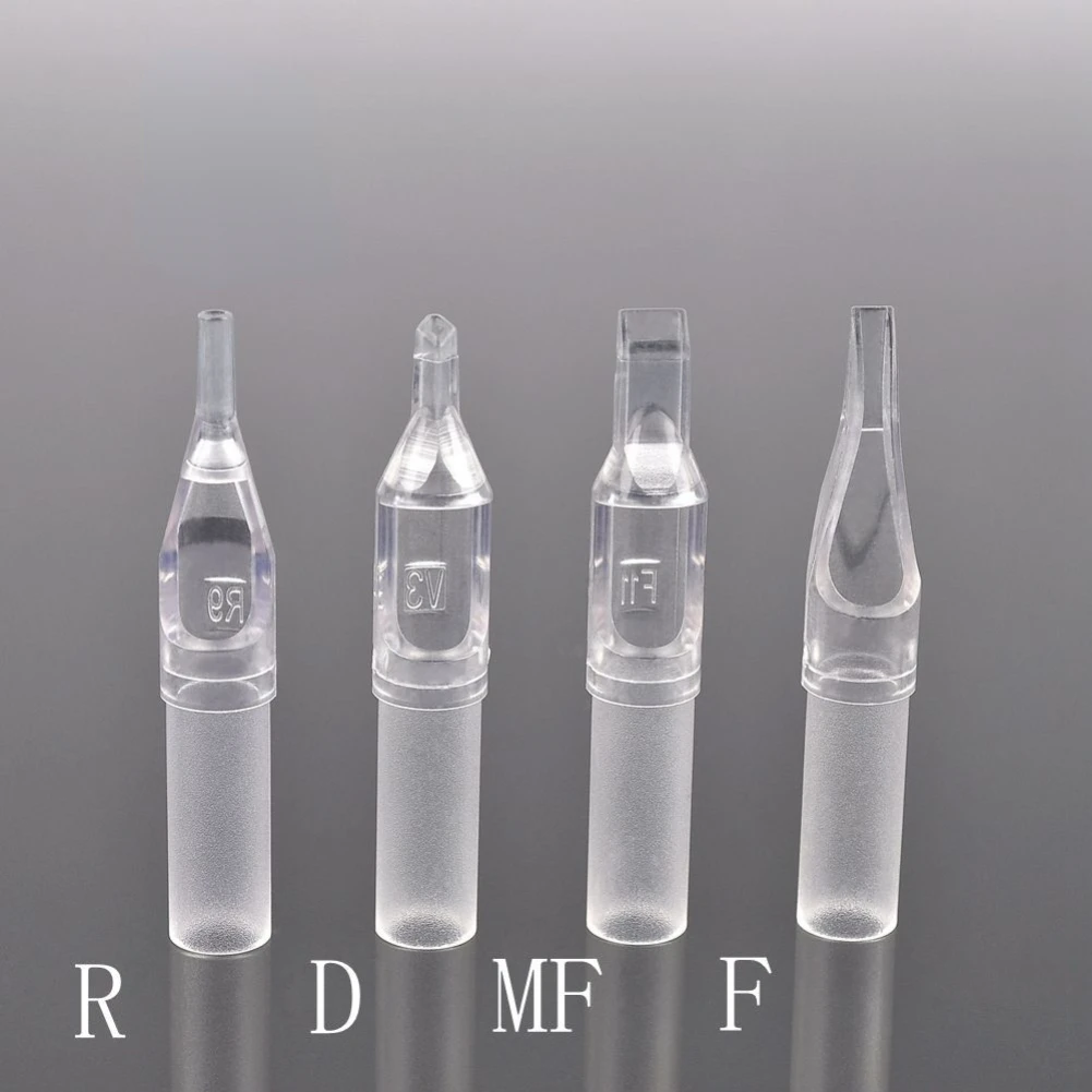 50Pcs Disposable Permanent Makeup Tattoo Cartridge Needle Tattoo Nozzle Tips Clear Plastic Sterile Assorted Supply RT/DT/FT/MFTT