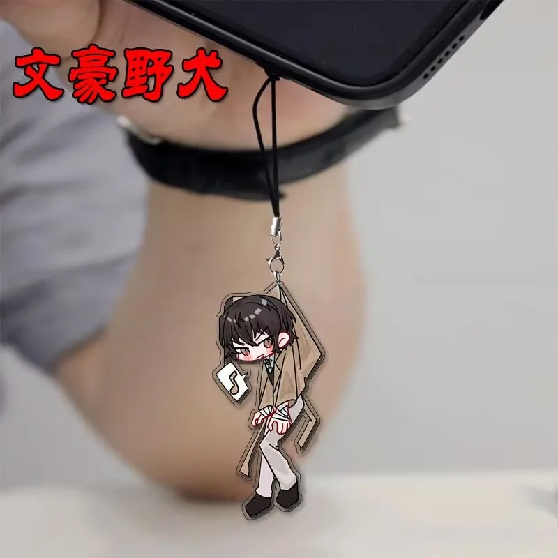 "문고 길고양이" 애니메이션 주변기기 휴대폰 체인 "나카지마 아츠시, 다자이 오사무" 투명 액세서리 펜던트