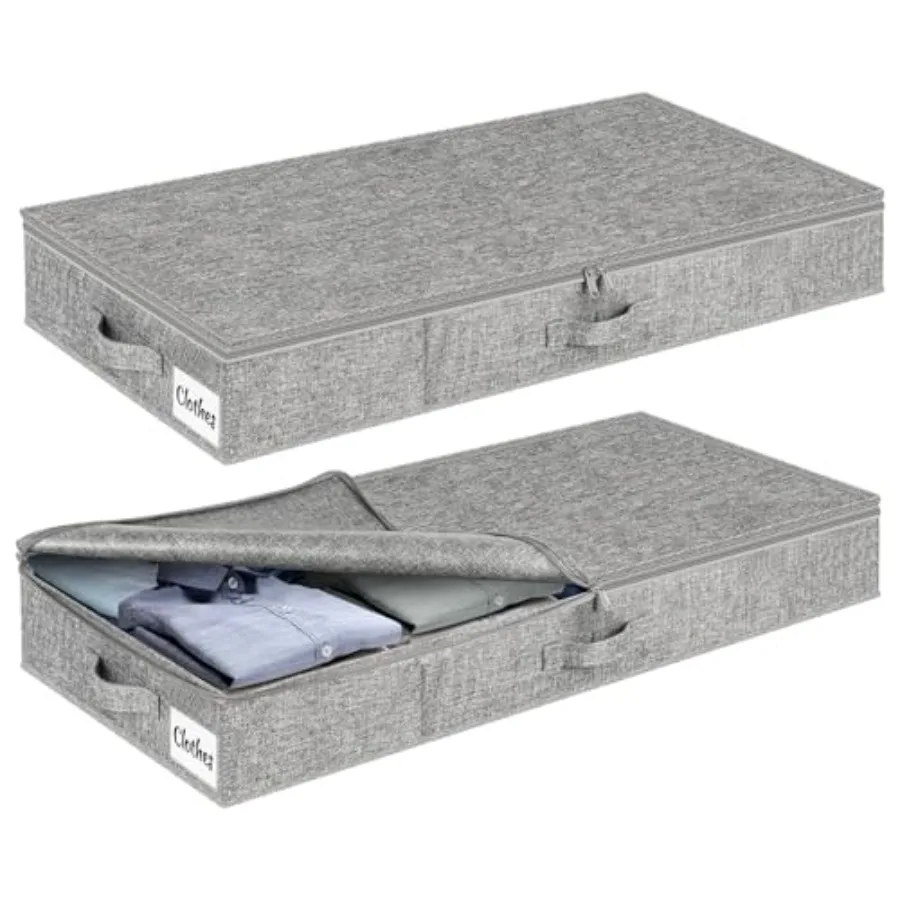 

Контейнеры для хранения под кроватью, 2 шт., тонкие, низкопрофильные органайзеры для одежды под кроватью для общежития и дома, для одеял