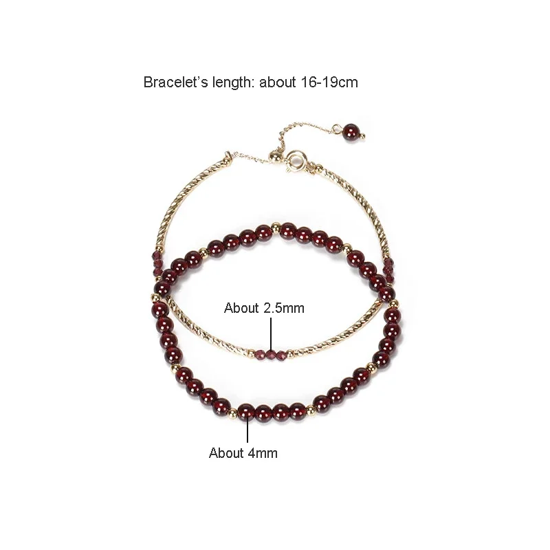 Exquisite 14k Gold Filled Wine Red Natural Garnet Beaded Bracelets for Women Female Lucky Fashion Jewelry Christmas Gifts YBR585