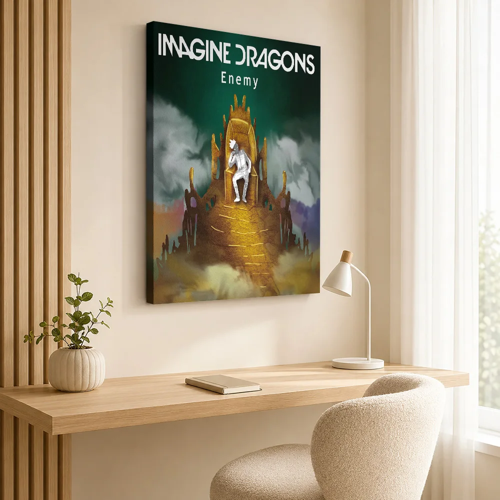 Imagine Dragons Enemy Figure Framed Canvas Poster Customized Photo Detailed Illustration Wall Art For Bedroom Listening Corner