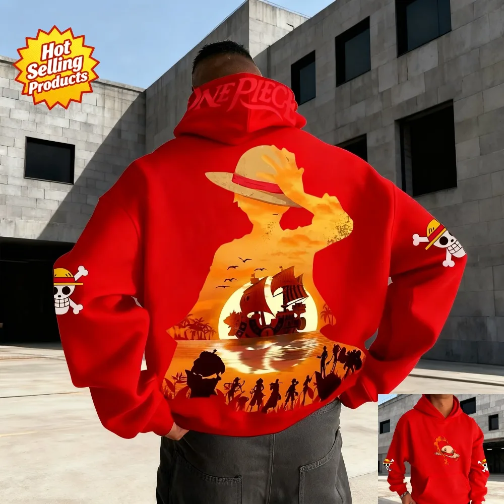 Sudadera con capucha de una pieza Luffy Gear 5 Retro Anime sudadera hombres mujeres algodón de gran tamaño suelta ajuste comodidad ropa de calle Unisex ​   Moda ​
