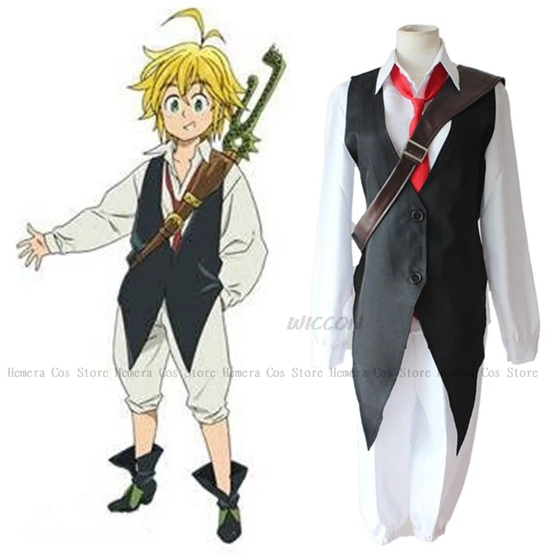 Anime The Seven Cosplay Meliodas Costume Dragon's Sin of Wrath Set Synthetic Wigs Halloween Costumes for Men Women Deadly Sins