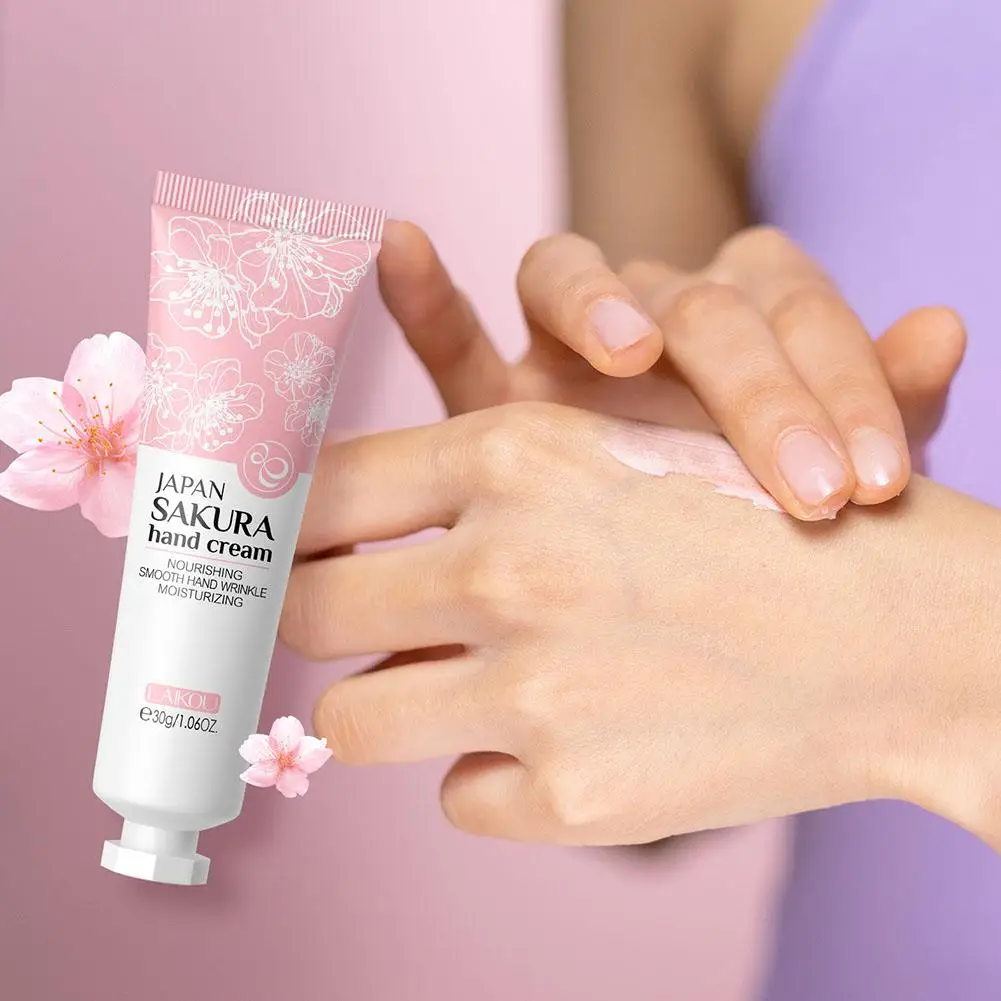 Collagen Sakura Hand Cream Skin Soften Nourish Anti-drying Care Deep Cracked Repair Beauty Products Girl Moisturizing Skin S0k8