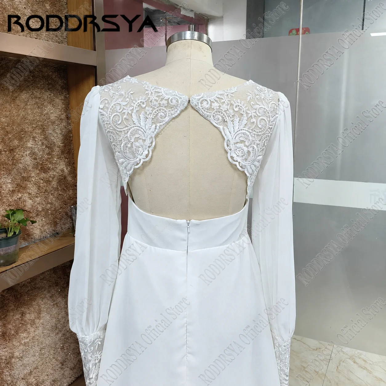 Jeheth Boho A-Linie Chiffon Brautkleider sexy V-Ausschnitt rücken frei Brautkleid Spitze Puff Ärmel Vestidos de Novias nach Maß 2024Jeheth Boho A-Linie Chiffon Brautkleider sexy V-Ausschnitt rücken frei Brautkleid Spit – Detail 12