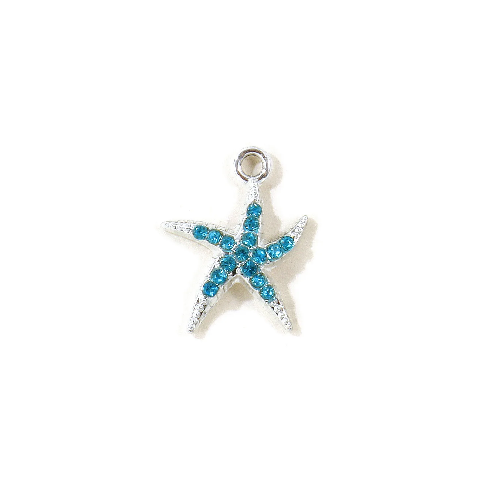 10 Stück Neue Blaue Strass-Ozean-Schmuckanhänger Silberfarbene Zinklegierung Muschel-Schildkröten-Anhänger für Frauen DIY Halsketten-Schmuck – Detail 7