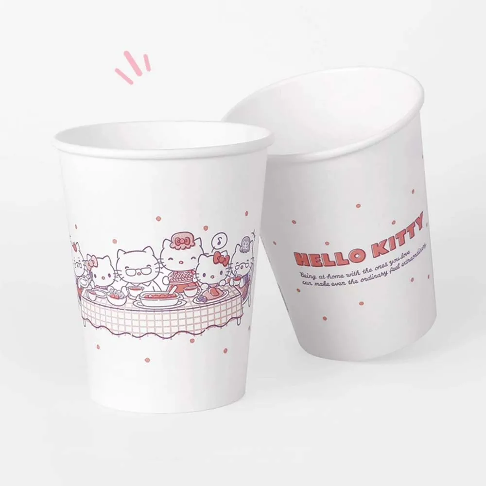 Sanrioed Anime HelloKittys Cartoon Cute Disposable Paper Cup Office Household Water Cup Party Reunion Picnic Beverage Juice Cup