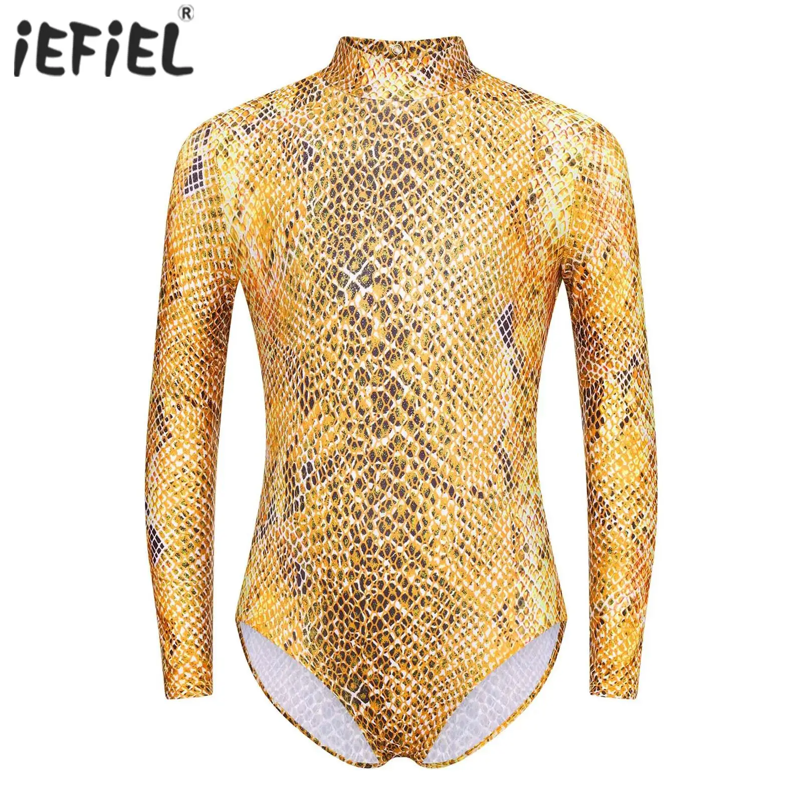 Kids Girls Gymnastics Leotard Figure Skating Ballet Dance Performance Costume Sparkly Snakeskin Bodysuit Ballet Unitard Jumpsuit