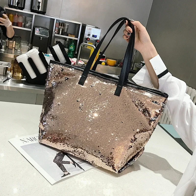 2022 Colorful Sequin Beach Handbag Women Simple Shoulder bag Hot Sale Crystal Tote Female High capacity Shopping Bag