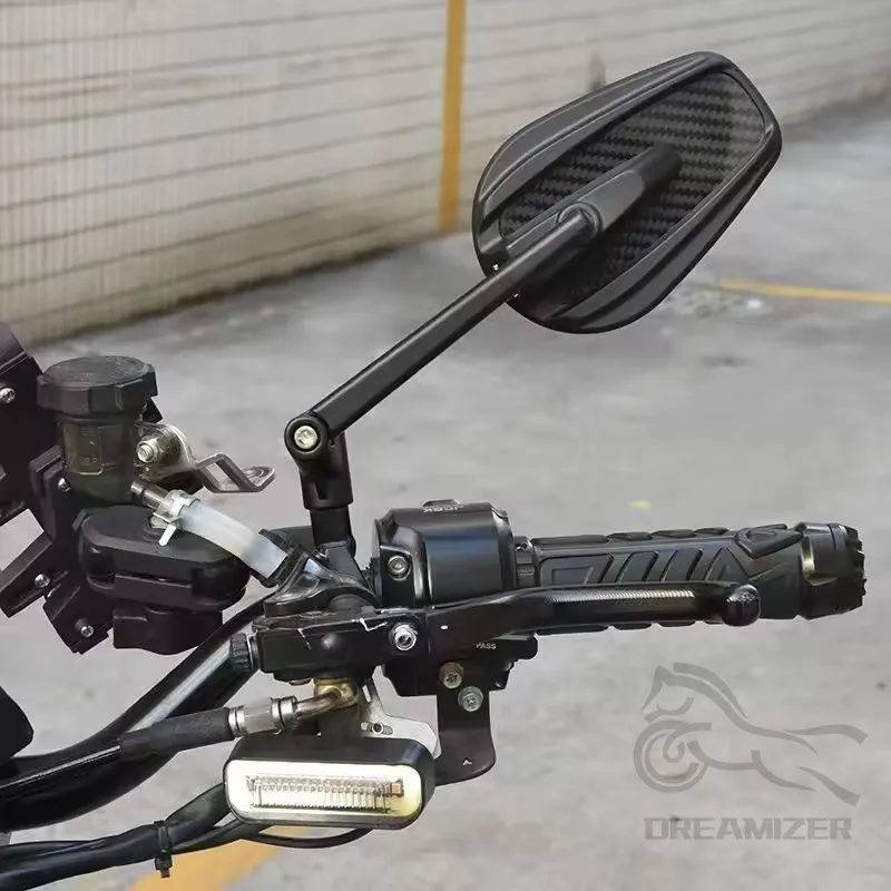 Large-field Vision Motorcycle Rearview With Carbon Fiber Pattern Rear Mirror Motorbike Accessorie