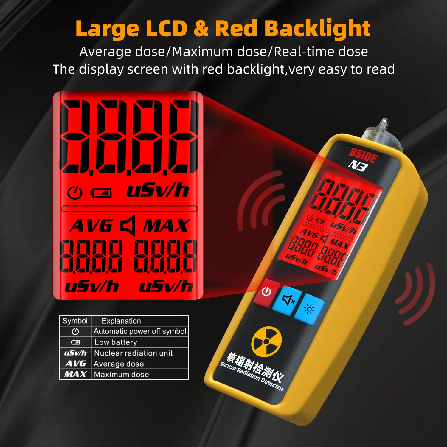 

Nuclear Radiation Detector Geiger Counter X-ray Beta Gamma Detector Dosimeter Y-ray β-ray Radioactive Tester Personal Dosimeter