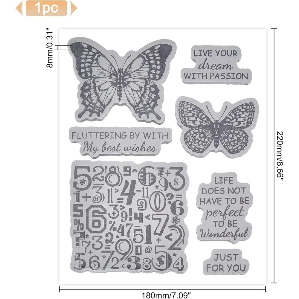 Butterflies and Blessing Words Cling Rubber Stamps Just for You Script Stamps for Christmas Birthday Thanksgiving Cards