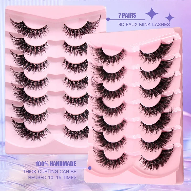 New Transparent Terrier Fox Eye False Eyelashes 7 Pairs of Eye Tail Lengthening Daily Makeup Stage Eyelashes Wholesale