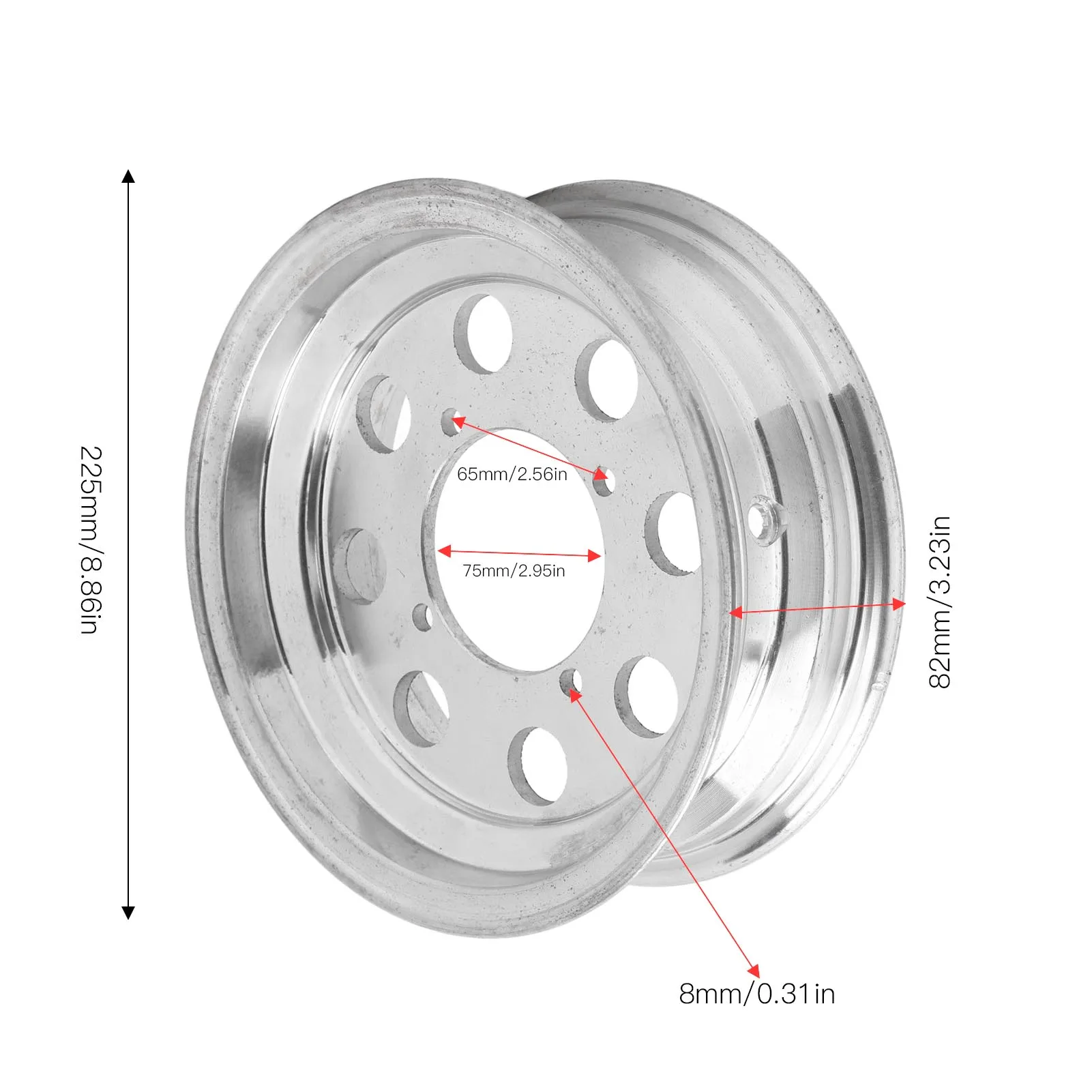 

Polished Motorcycle Wheel Vacuum Rim 8 Inch Aluminum for Monkey Z50 Q50 Front Tire 2.5-8 Rust Proof Light Weight OEM Style