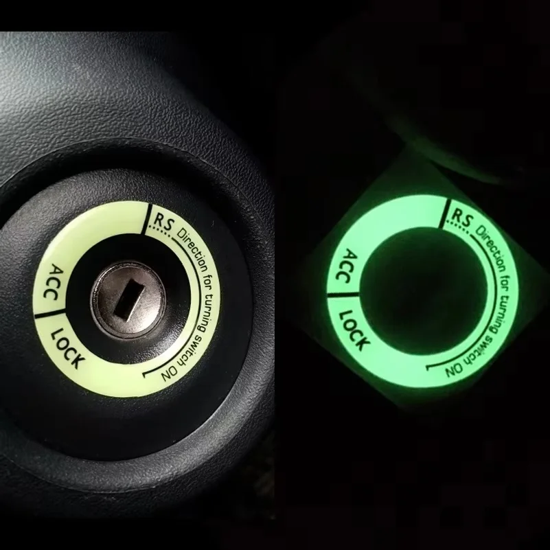 Night Luminous Car Ignition Key Ring Stickers Auto Motorcycle 3D Decals Decoration Key Fluorescent Circle