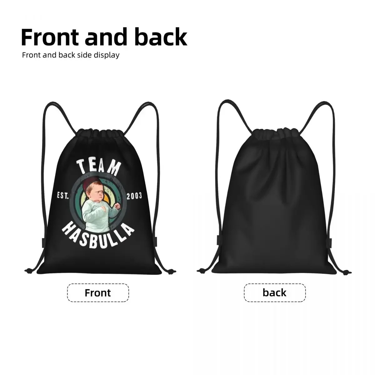 Custom Funny Hasbulla Hasbullah Drawstring Bag For Shopping Yoga Backpacks Men Women  Khabib Sports Gym Sackpack