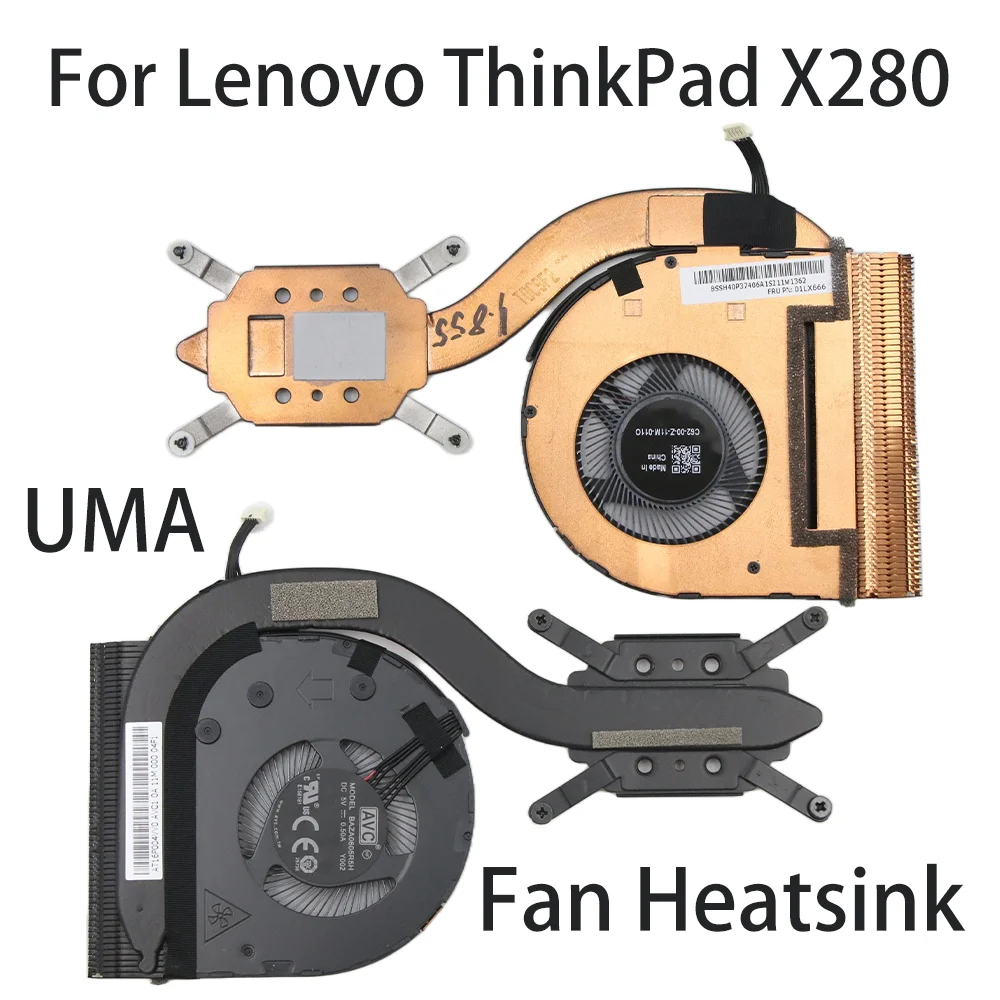 Original For Lenovo ThinkPad X280 Laptop Fan Heatsink CPU Cooler Cooling FRU:01LX666 01LX665 UMA