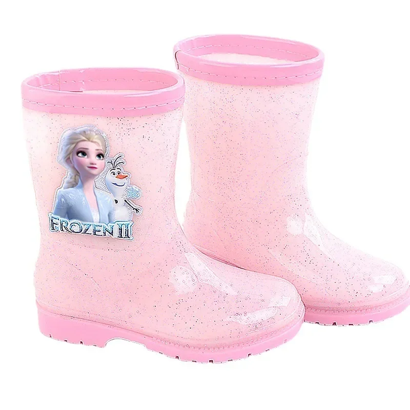 Disney children\'s rain shoes student cartoon rain boots frozen princess water shoes non-slip short boots