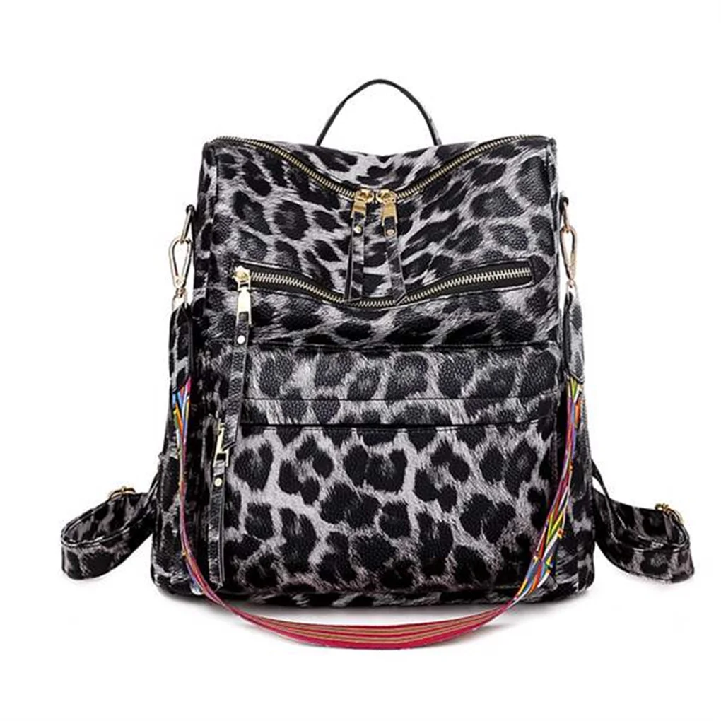

Leather Leopard Print Backpack Purse for Women Fashion Multipurpose Design Satchel Handbags Shoulder Bag Travel bag