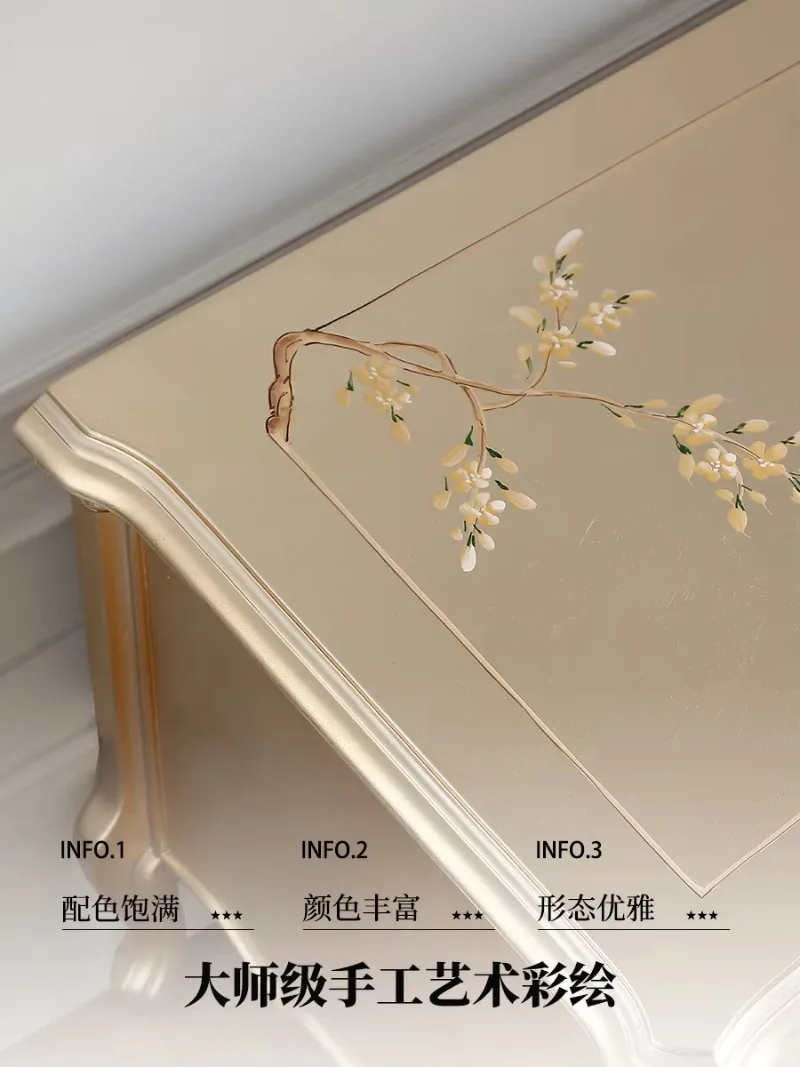 GZ-17  French light luxury solid wood painted silver foil painted TV cabinet European court storage locker