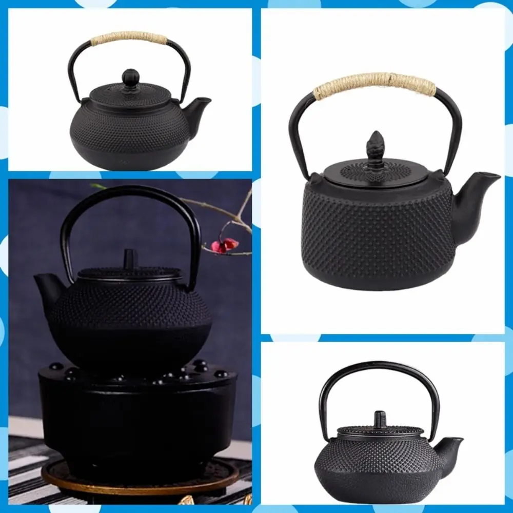 With Stainless Steel Infuser Cast Iron Pot Teapot Chinese Japanese Antique Style Rope Wrapping Handle Tea Kettle