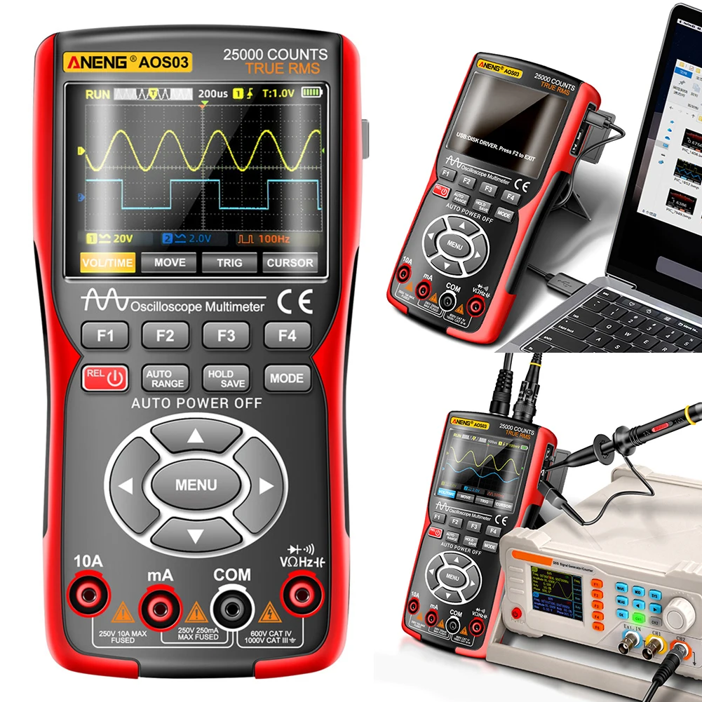 

Digital Oscilloscope Multimeter Signal Generator Waveform Output 2 Channel 50MHZ Automotive Oscilloscope Multimeter 25000 Counts