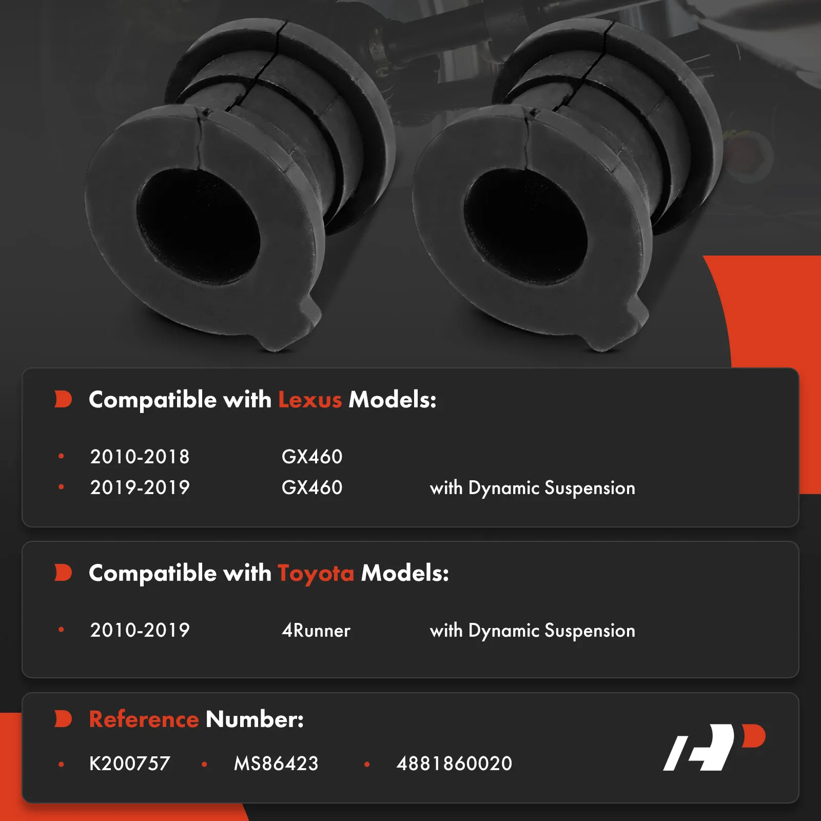 A-Premium 2x Rear To Frame Suspension Stabilizer Bar Bushing Kit for Toyota 4Runner 2010-2019 Lexus GX460 2010-2019