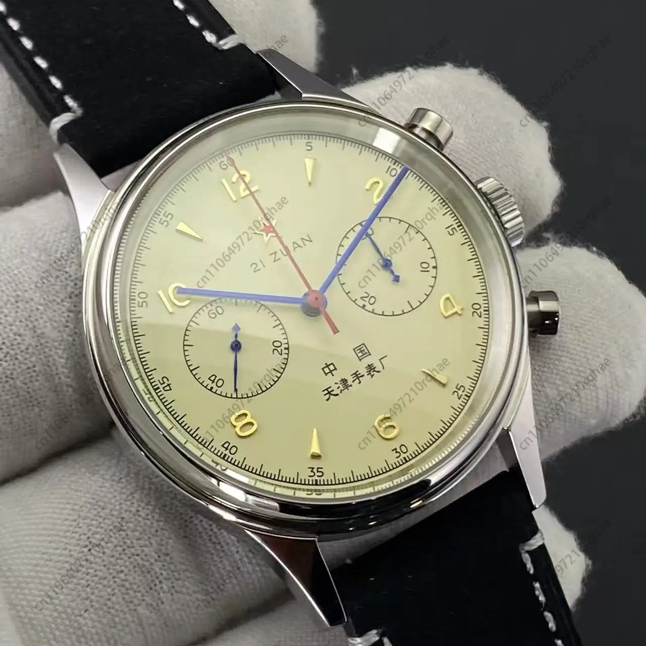 

1963 Aviation Flight Chronograph Replica Manual Winding Mechanical Men's Watch Cream Yellow Fine Steel Waterproof Men's Watch