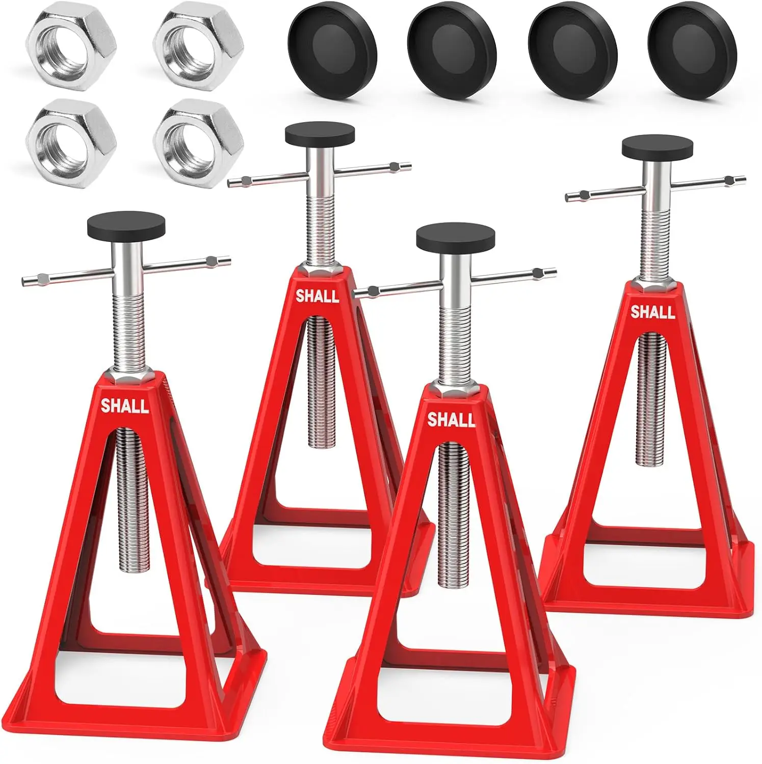 

4-Pack Heavy Duty Aluminum RV Stabilizer Jacks, Adjustable 11-17", Supports 7500 Lbs Each, Includes Spare Nuts & Pads