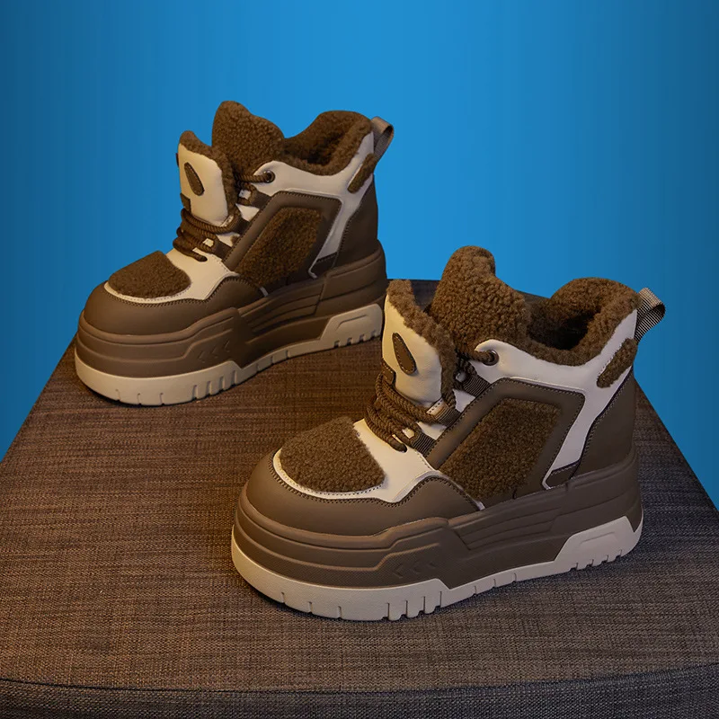 

Fashionable All-Match Fleece Lined Fur Slippers Women's Hot Sale Of The Season Autumn Winter New Thick Bottom Heightening Casual