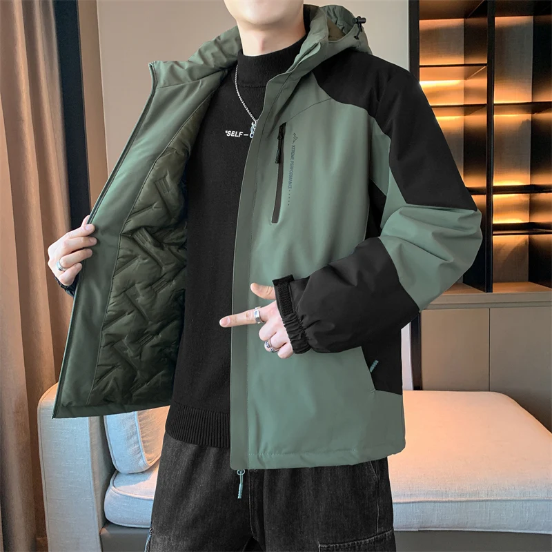 Alta qualidade com capuz algodão-acolchoado jaquetas outono inverno masculino ao ar livre casual solto engrossar parkas streetwear à prova de vento quente topos