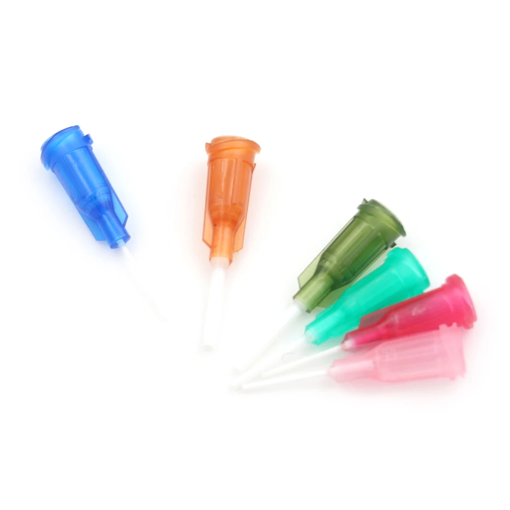 Blunt Dispensing Syringe Flexible Tip 14-25Ga For Glue Dispenser 6pcs 6colors DIY Plastic Mixed Syringe Needle Tips 6PCS