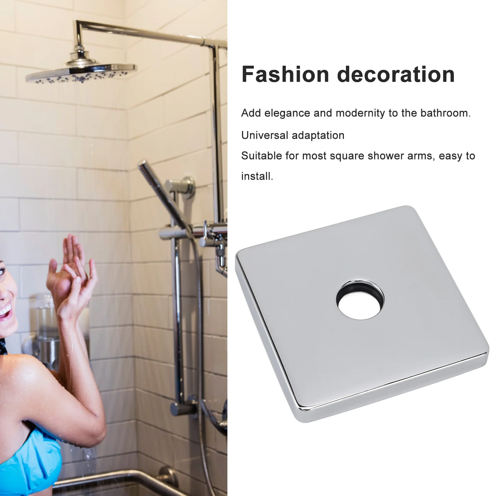 D9 Square Shower Arm Cover Plate Universal Decorative Extra Large Stainless Steel Shower Arm Flange for Bathroom Black