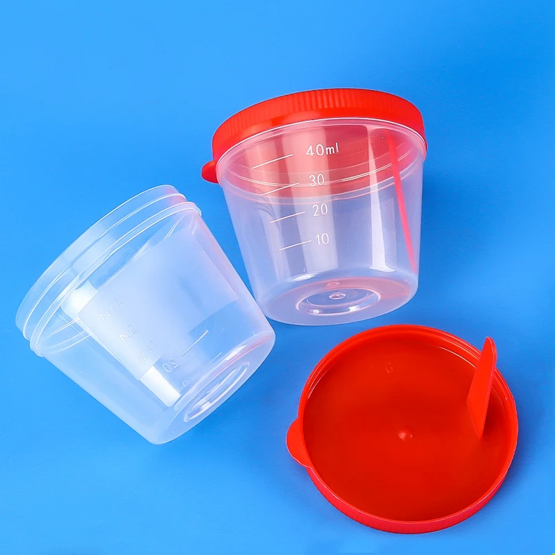 40ml Specimen Cups with Lids,Urine / Pee Cup,Sample Containers,disposable sampling cup ,Leak Proof Lid,Plastic lab specimen cup