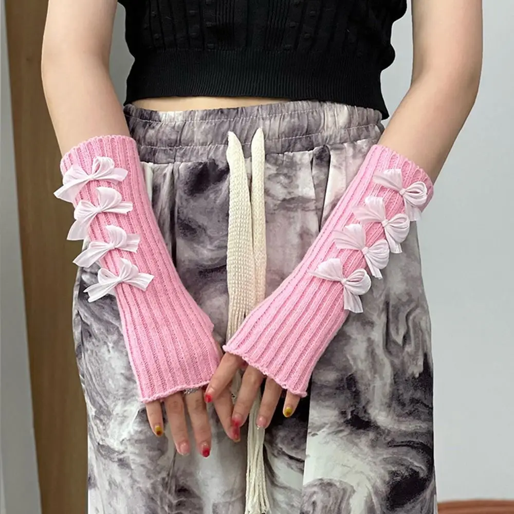 قفازات محبوكة بنصف إصبع للنساء والفتيات ، أكمام اصطناعية ، تدفئة الذراع ، قفازات طويلة للمعصم ، ملحقات JK