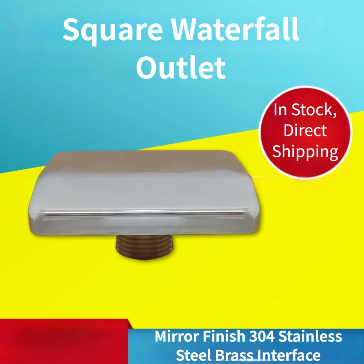 Rectangular Square Stainless Steel Pool Waterfall Outlet G1/2 Thread Wall Mount Spa Bathtub Faucet Replacement Parts Kit
