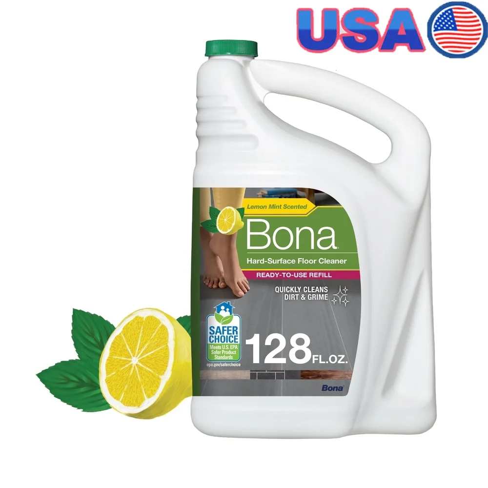 

Многоповерхностное средство для мытья полов, без разводов, сменный блок с ароматом лимона и мяты, 128 жидких унцій, безбризковая технология, биоразлагаемый сейф на растительной основе